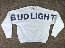 Vintage Bud Light Spell Out Crewneck Sweatshirt Size XL 90s Budweiser