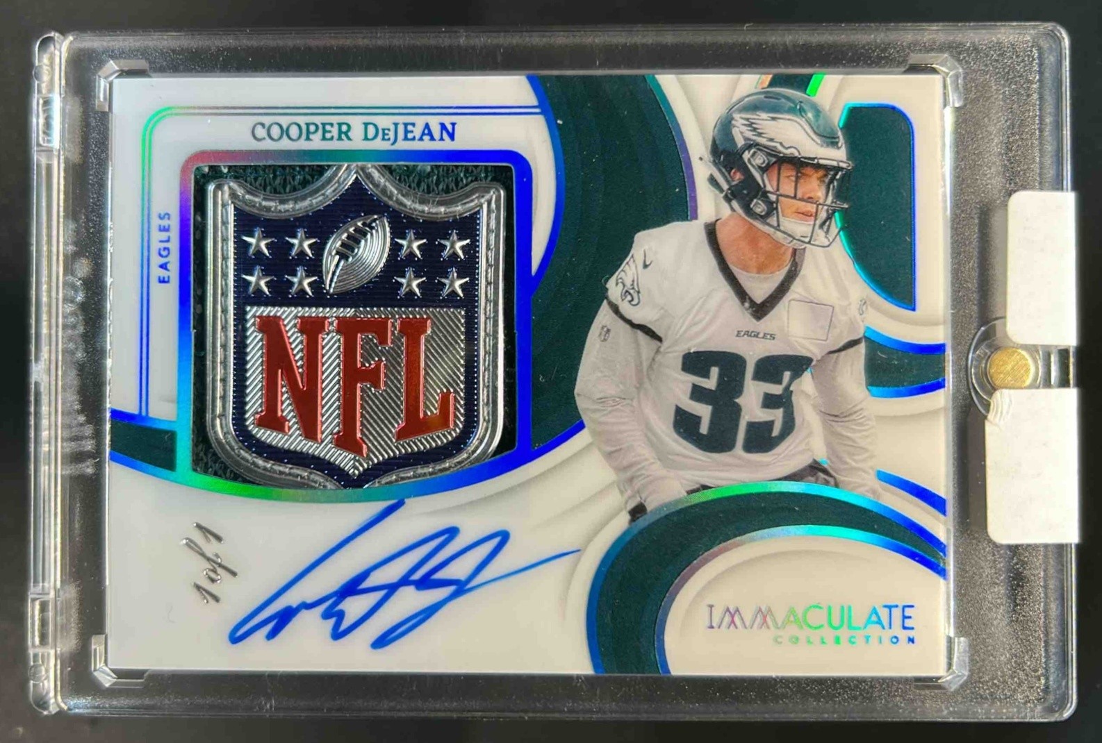 Cooper DeJean Panini Immaculate Collection Premium Patch Autographs #PPACDN NFL Shield 1/1