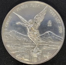 1998 Mexico 1 Onza Plata Pura 1 Ounce .999 Fine Silver Coin - Gem BU Rare Date!