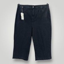 NEW $92 Fat Face Jeans Women 20 KESWICK WIDE ANKLE CROP Black Denim BAGGY Y2K