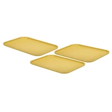 3Pcs Plastic Fast Food Serving Tray 12.2" x 8.9" Yellow