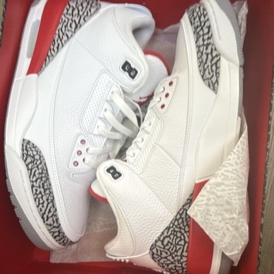 Jordan Air Jordan 3 Retro Low Top White Red Elephant Print  display picture 3