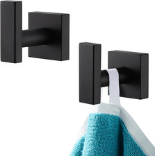 Matte Black Bath Towel Hook 2 Pack, 304 Stainless Steel Robe Hook, Wall Mounted