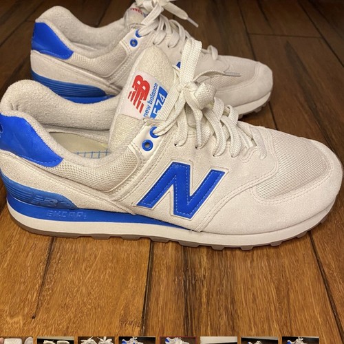New Balance 574Series Womens 9.5 Sneakers Shoes White Blue Suede Mesh WL574RSB - Picture 8 of 12
