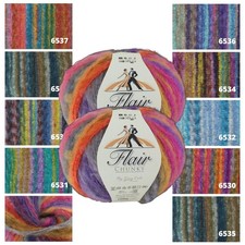 King Cole Flair Chunky Mohair Wool Blend Yarn Brushed Variegated Wool - 100g