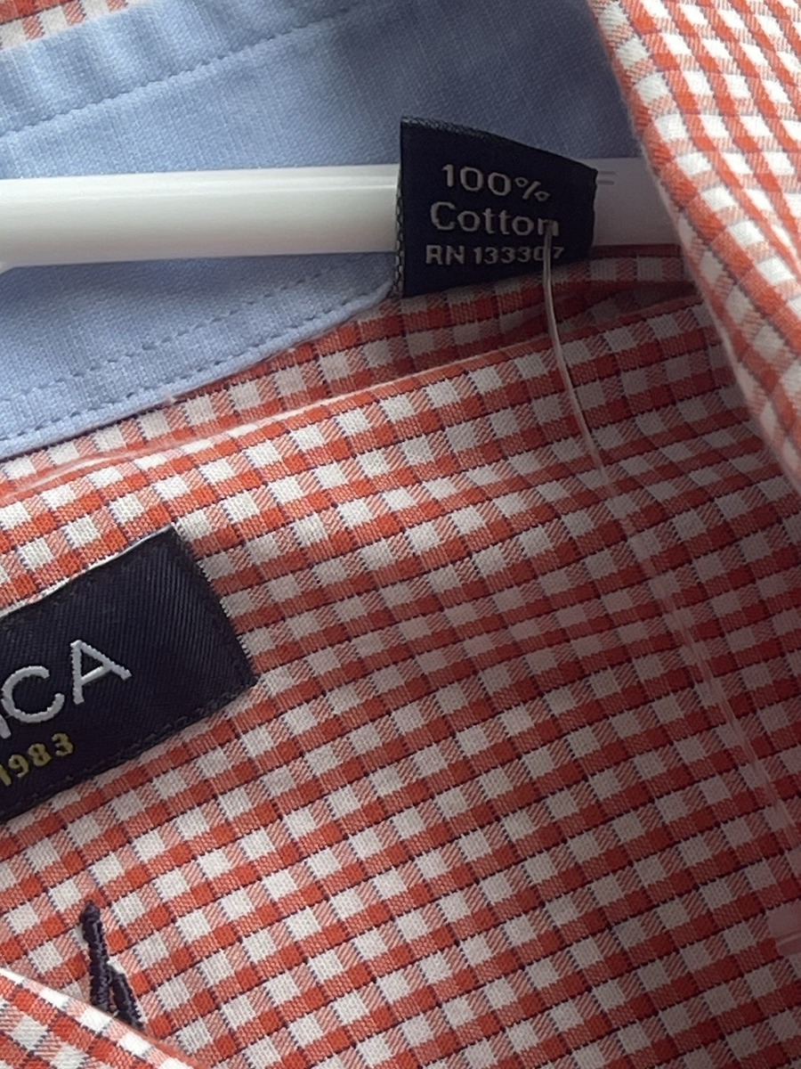 Y2K Nautica Men's Long Sleeve check Shirt Size 16 34/35 Button