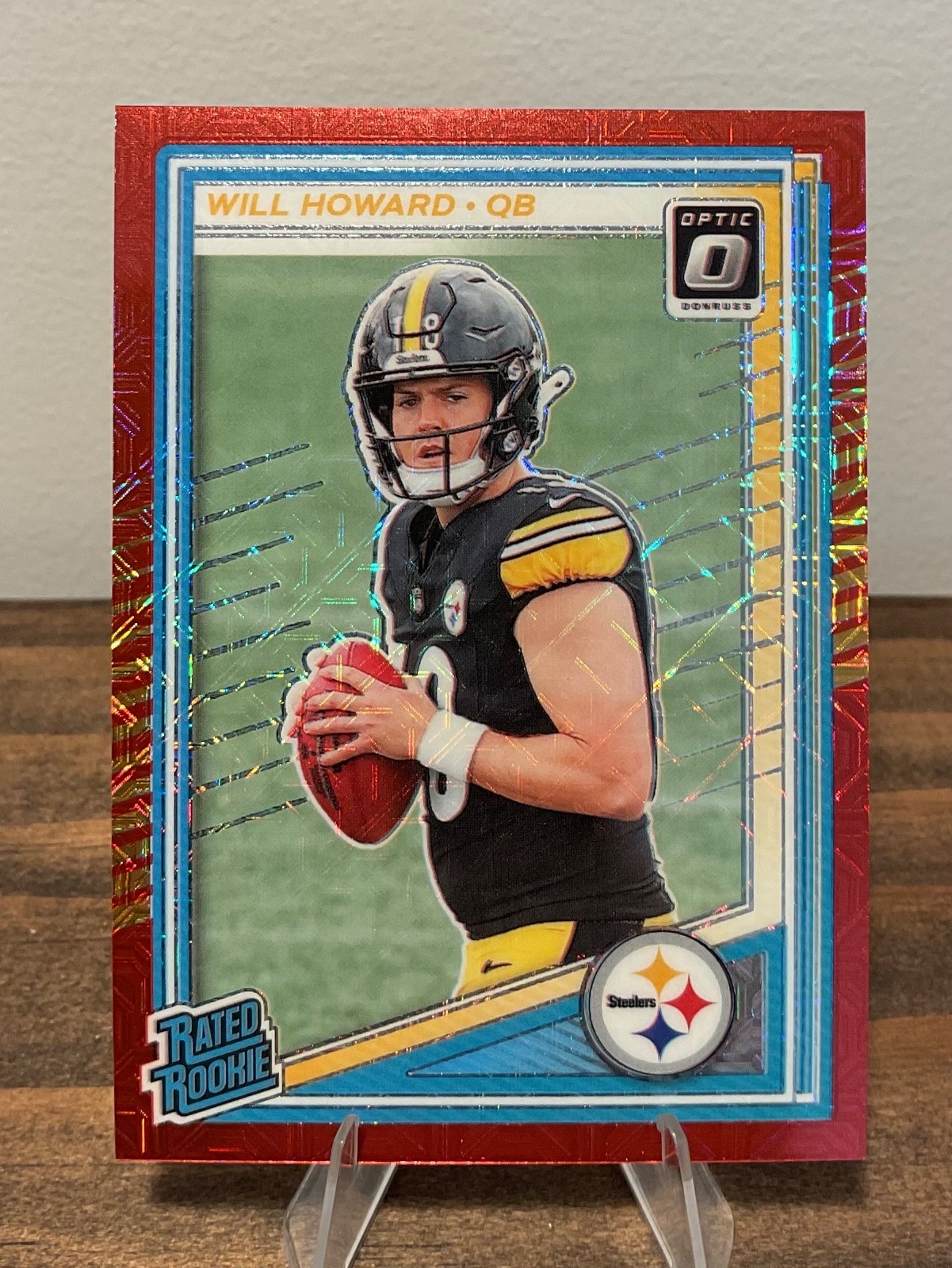 2025 Donruss Optic Will Howard Rated Rookie Red Mojo #233 Steelers