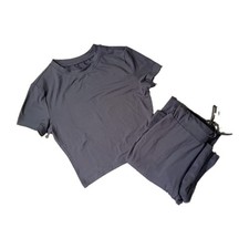 2pc Workout Set Small Purple Gray Super Thin Yoga Pants Tee Athleisure GUC