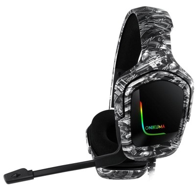 ONIKUMA K20 PS4 Surround Sound Bass Gamer PC Kopfhörer mit Mikrofon, RGB Licht