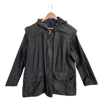 Barbour Durham Green Waxed Cotton Jacket Made in England Mens Size 42