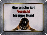 Blechschild 30X40 Cm Vorsicht Bissiger Hund Deko Geschenk Metall Schild