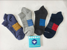 4 pairs BOMBAS Men's Solid Performance Ankle socks Size Large 9-13 4 Colors