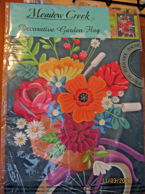 Meadow Creek Garden Flag, 18''x 12'' ''Spring time Bicycle'' w/flowers New