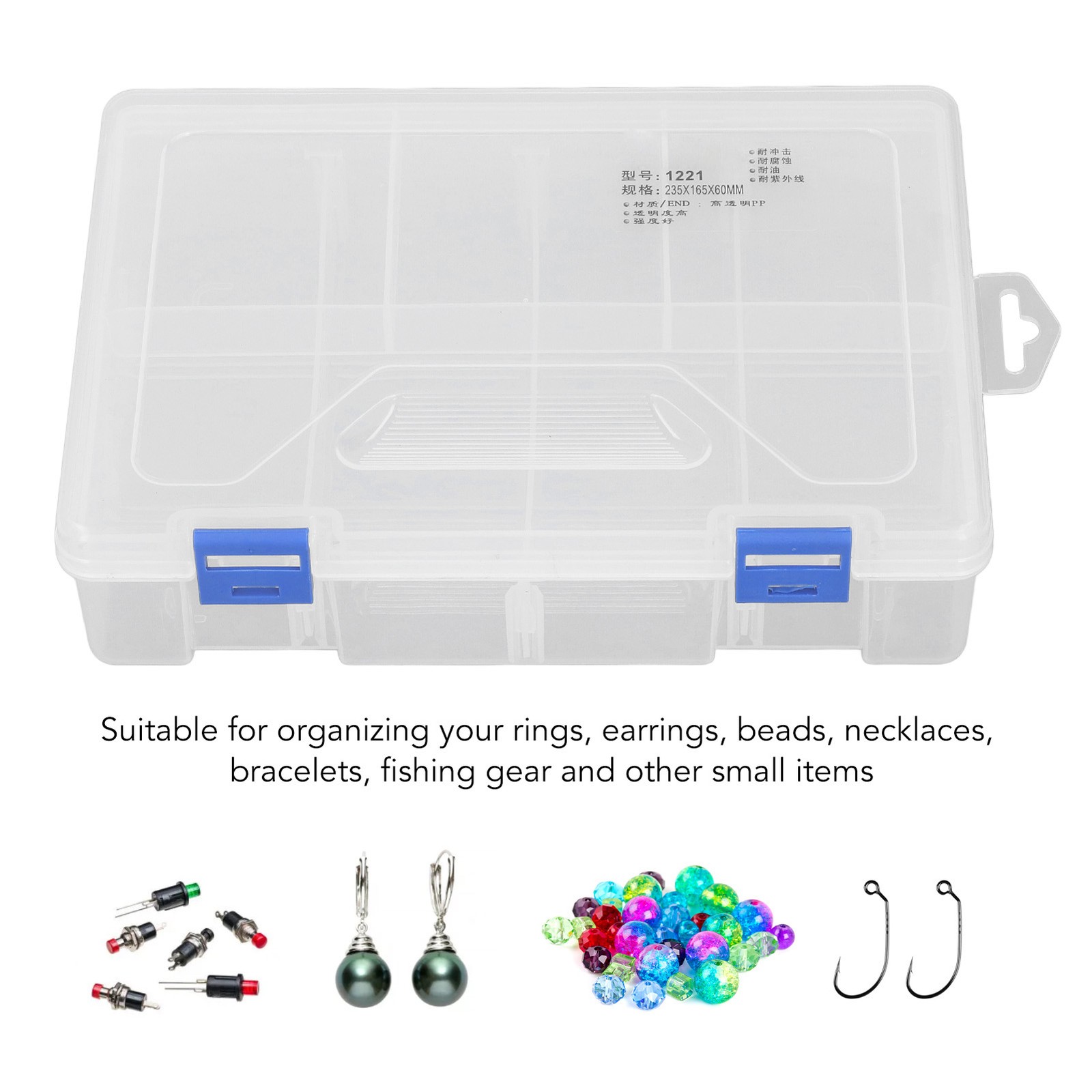 8 Grids Compartment Box Adjustable Dividers Storage Container For Small Parts