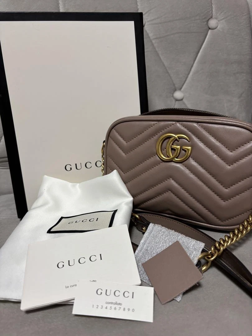 Mini sac matelassé GUCCI GG Marmont cuir beige #PG689L