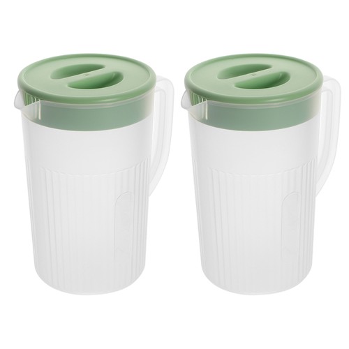 2pcs Plastic Pitcher With Lid: Fridge Water Jug With Lid - 2.4L Transparent - Picture 2 of 12