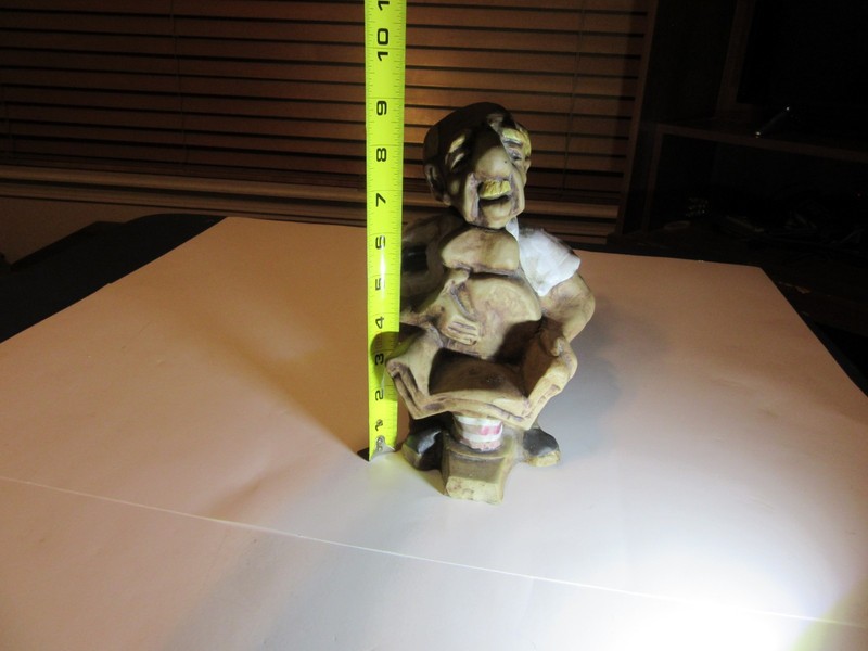 Ugly Old Man Barber Chair Figurine Statue 9" Tall - Clay / Ceramic