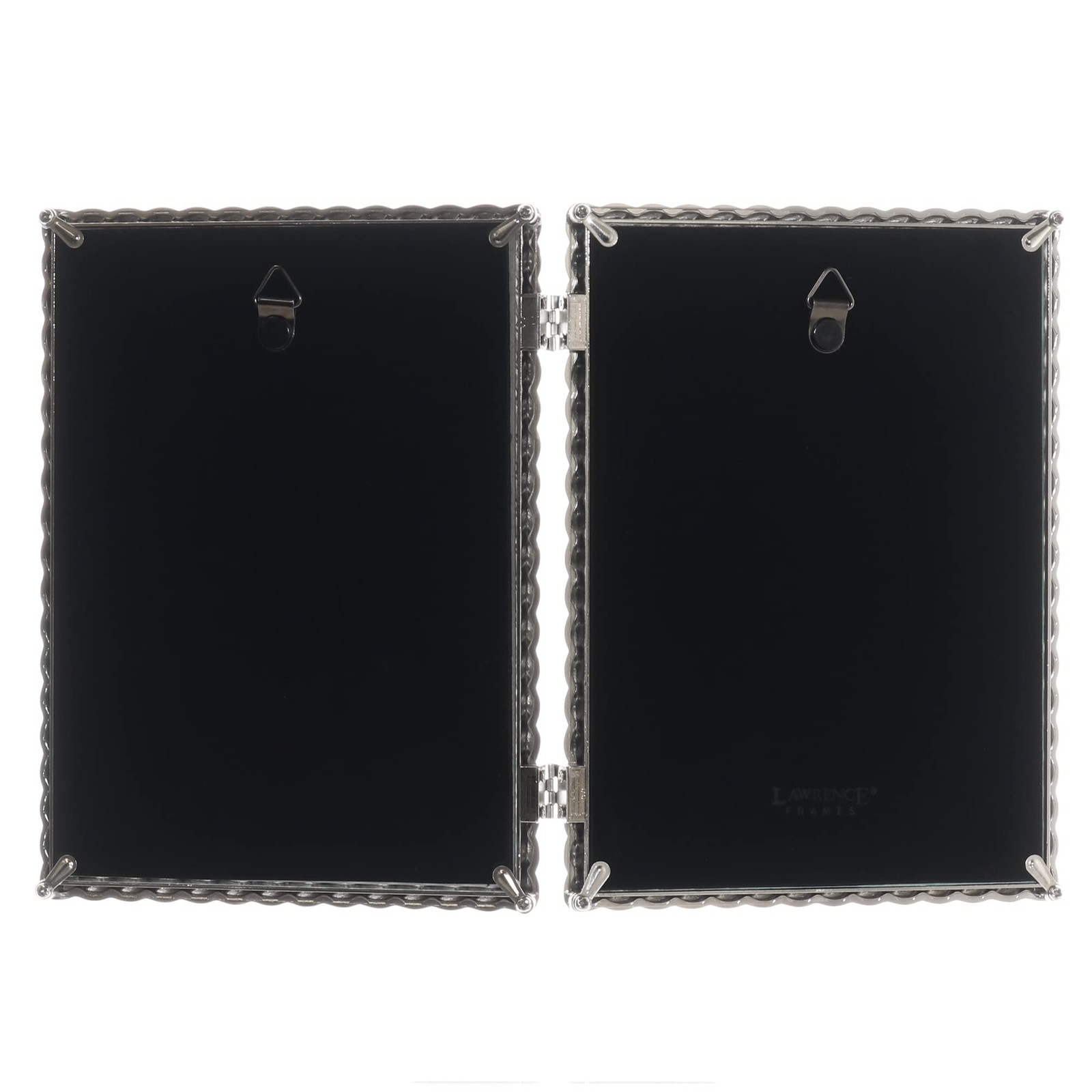 Lawrence Frames 5x7 Hinged Double Brushed Nickel Metal Picture Frame Rope Design