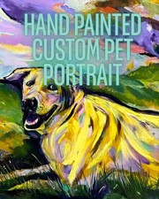 Hand painted custom pet portrait commission, 11x14 inches acrylic canvas dog cat