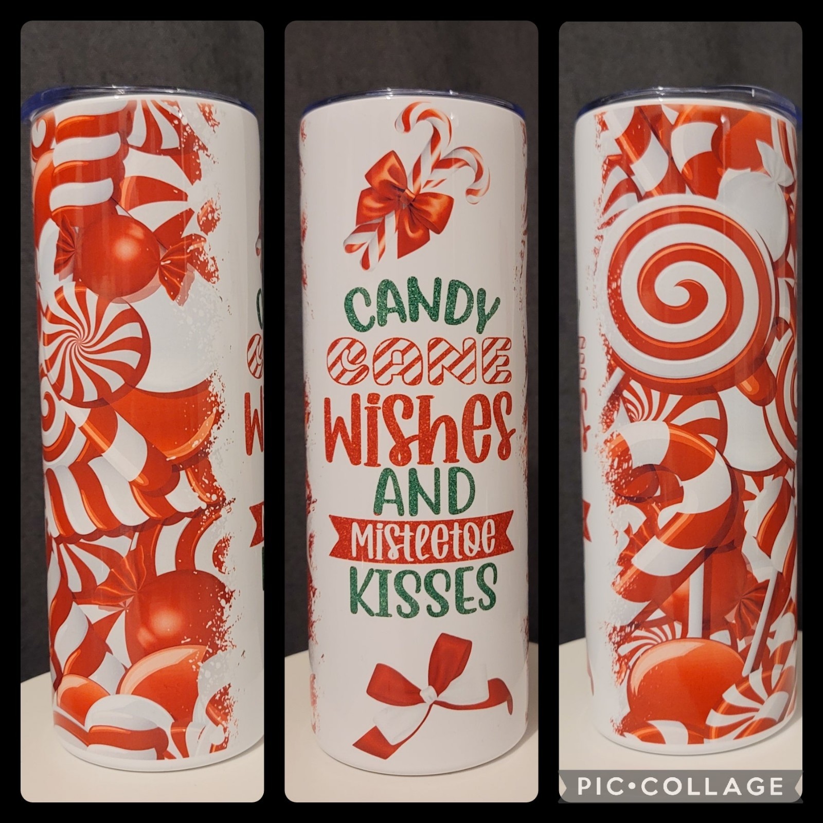 Candy Cane Christmas Holiday Tumbler Cup