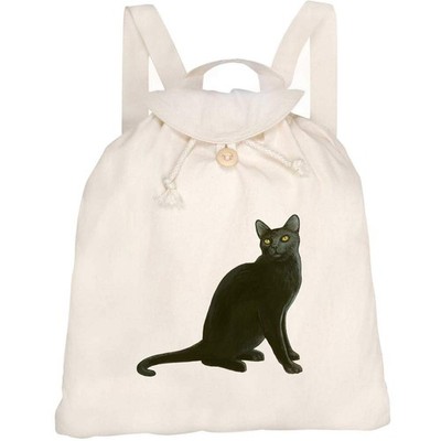 Canvas-Rucksack / Backpack ''Sitting Black Cat'' (RK00008536)