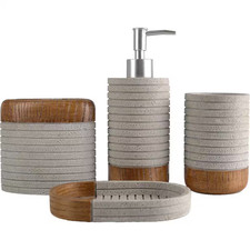 4-Piece Bathroom Accessory Set with Toothbrush Cup, Soap Dispenser, Soap Dish an