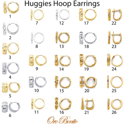 14 Karat Gelbgold Creolen Huggies Ohrringe Aretes Arracadas Aros de Puro Oro