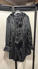 Mens Gothic Steampunk Frock Coat Victorian Style Black Tailcoat XL