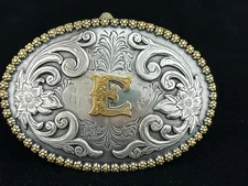 Western Belt Buckle, Nocona, Initial E
