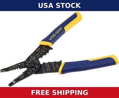 Irwin Vise-Grip 8'' Wire Stripper Crimper Cutter 10-22 AWG Electrician Tool Blue