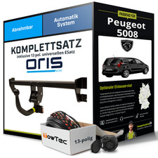 Für PEUGEOT 5008 I Typ 0U , 0E Anhängerkupplung abnehmbar +eSatz 13pol uni 10-