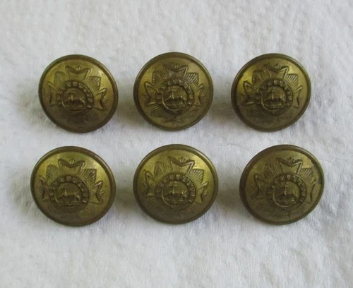 6x British Army:"BEDFORDSHIRE REGIMENT BRASS BUTTONS" (Small, 19mm, WW1 Period)