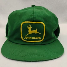 Vintage John Deere Winter Trapper Hat w/ Ear Flaps, Size 6 7/8 - 7 1/12