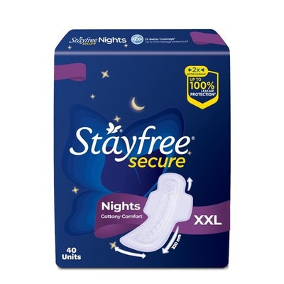 Stayfree Secure Nights XXL | 40 Einlagen | Cottony Soft Damenbinden f/s