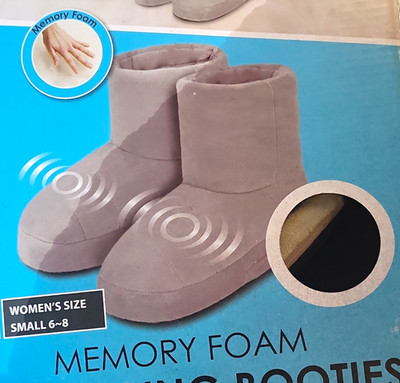 Health Touch Massaging Booties Memory Foam Vibrating Women s S 6-8 Gray