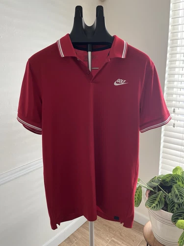 Nike Golf Tour Performance Polo Shirt Men's M Red Embroidered Spellout Dri Fit