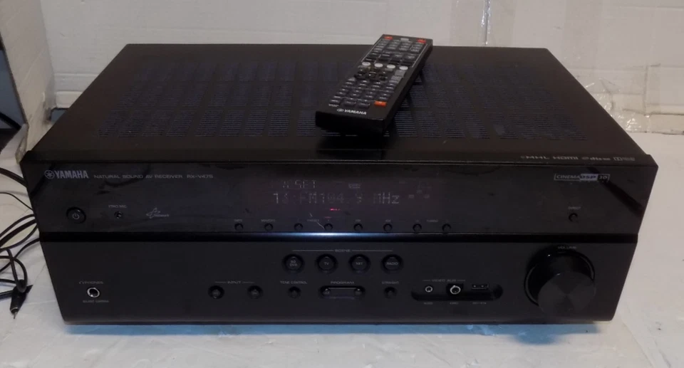 Yamaha RX-V475 Stereo Receiver 5.1 Channel HDMI USB Headphone Jack Remote Bundle - Image 2 of 3