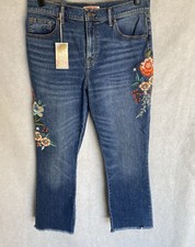 JOHNNY WAS Size 30 Ardell Cropped Baby Boot Floral Embroidered Jeans 278 NEW