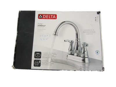 Delta Porter 25984LF-ECO 4 inch Centerset Bathroom Faucet 2 Handle in Chrome NEW