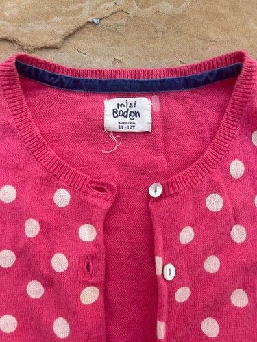 Mini Boden Pink Polka Dot Sweater Cardigan Button Up size 11-12 - Picture 2 of 4