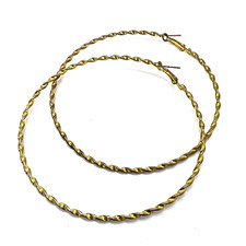 Vintage 80's Large Hoop Twisted Goldtone Pierced Earrings 3 1/2"