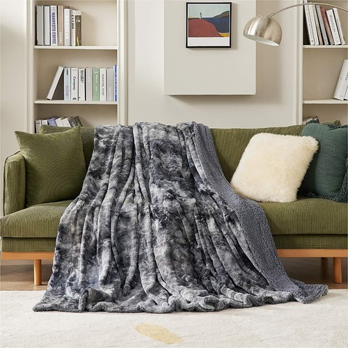 dark grey fluffy blanket