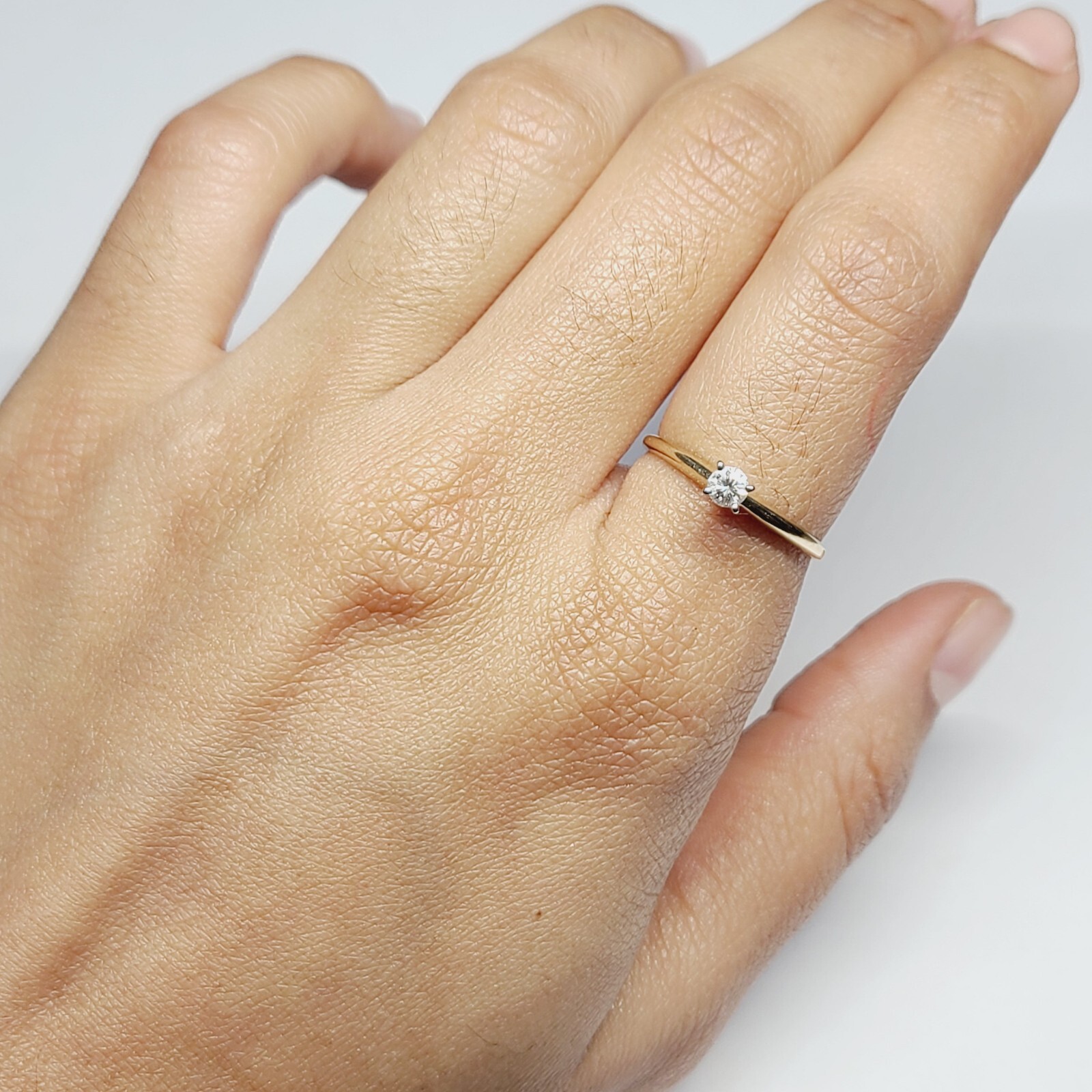 Solid 14K Yellow Gold .15ct Diamond Solitaire Rin… - image 9