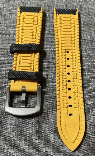 2nd Gen / Sailcloth Sports Watch Strap / Black Yellow Stitching 20/22mm - Picture 6 of 7