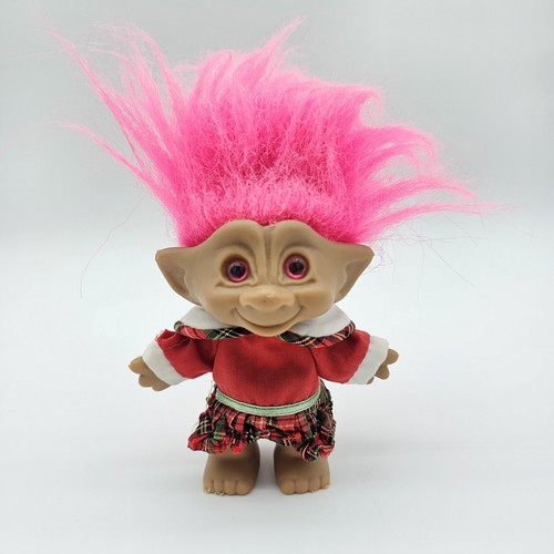 Vintage Scottish Troll Doll by Russ, Pink Hair, Pink Eyes