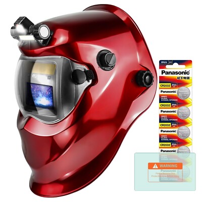 TRQWH Solar Powered Welding Helmet Auto Darkening True Color 2 Arc Sensors