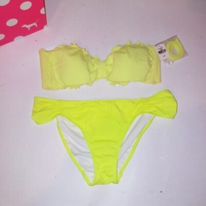 neon yellow bandeau bikini