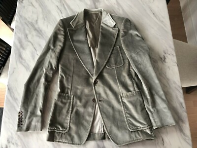 Gucci Luxury Grey Velvet Blazer Jacket Mens Size 48R UK