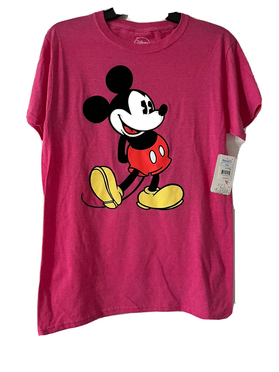 Disney Women's Small Pink Mickey Mouse T-shirt Mickey's Black