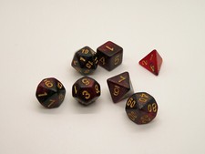 D D RPG 7 Piece Dice Set Deep Space Red With Dice Bag 445